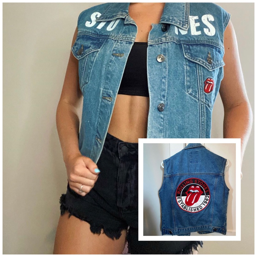 the Rolling Stones Blue Denim Sleeveless Vest